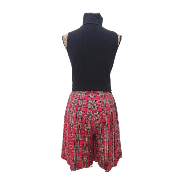 Y2K Vintage Francine Browner Plaid Flared Shorts Red/Blue, Womens Small - Picture 2 of 11